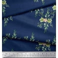 thumbnail image 3 of Soimoi Blue Velvet Fabric Square & Leaves Print Fabric by Yard 60 Inch Wide, 3 of 3