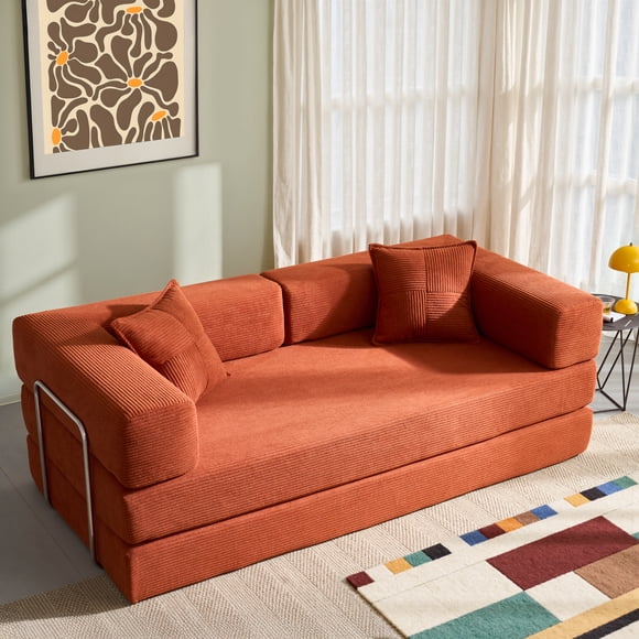YINIX Canapé de 78,6 Pouces avec Deux Coussins, Sofa Modulaire Convertible Confortable pour Salon, Orange
