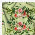 thumbnail image 4 of Soimoi Green Heavy Satin Fabric Leaves & Ranunculus Floral Printed Fabric 1 Yard 56 Inch Wide, 4 of 5