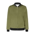 thumbnail image 5 of Liquidation d'Économies d'Été! Veste Bomber de Baseball Zippée à Poches Unie Décontractée pour Femmes, 5 of 5