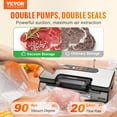 thumbnail image 2 of VEVOR Vacuum Sealer Machine, 90Kpa 130W Powerful Dual Pump and Dual Sealing, Dry and Moist Food Storage, Automatic and Manual Air Sealing System with Built-in Cutter, with Seal Bag and External Hose, 2 of 9