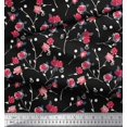 thumbnail image 2 of Soimoi Modal Satin Fabric Leaves, & Rose Floral Decor Fabric Printed Yard 42 Inch Wide, 2 of 3
