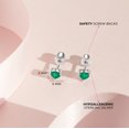 thumbnail image 4 of CZ Heart Solitaire Simulated Emerald Earrings Screw Back - Sterling Silver, 4 of 6