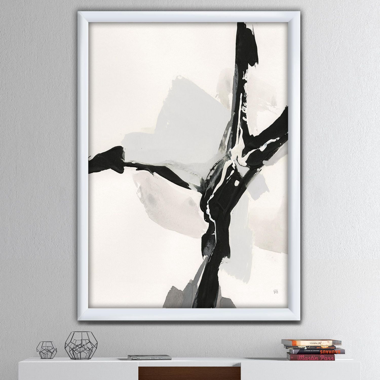 Designart Abstract Neutral III Framed Wall Art