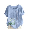 thumbnail image 5 of Pisexur Hauts d'Été pour Femmes, Blouses Habillées Décontractées pour Femmes Hauts à la Mode Chandail Décontracté Imprimé Manches Courtes Col Rond, Grandes Tailles pour Femmes Multicolore, 3TG, 5 of 5