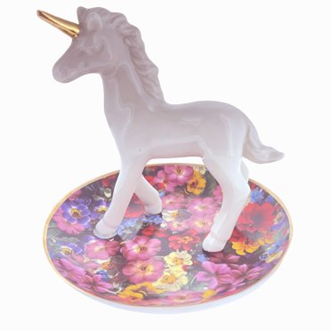 Unicorn Garden Trinket Plate Jewelry Dish Ring Earrings Holder Organizer Decorative Trinket Perfect Gift