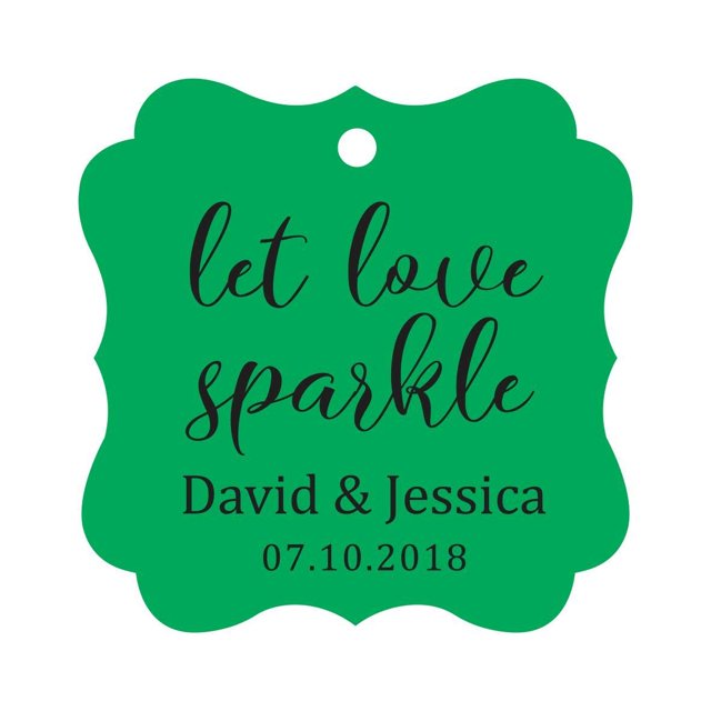 Darling Souvenir Personalized Fancy Frame Paper Tags Wedding Sparklers Let Love Sparkle Custom Hang Tags-Green-100 Tags