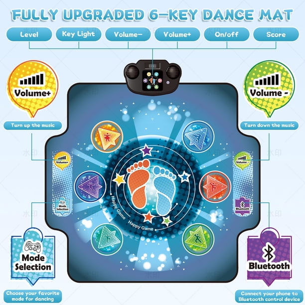 Tapis De Danse Musical électronique – 120 X 89 Cm, 8 Flèches LED, Bluetooth, 3 Modes, Pour Enfants 3-12 Ans