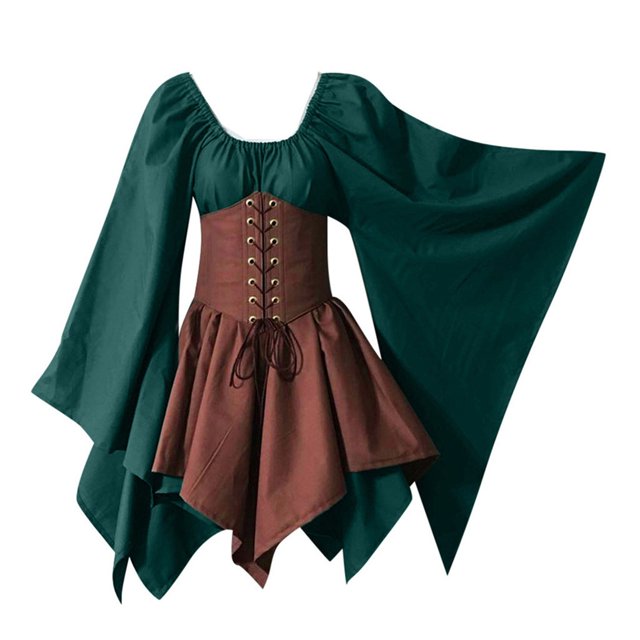 Kcodviy Halloween Femmes m Cosplay Robes Confortables S Gothique Rétro Longue Midi Robe Femme Manche Corset Robe Été Robes Midi pour Femmes Robes Longues pour Femmes Robe Femme
