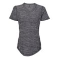 thumbnail image 3 of T-Shirt Technique à Col en V pour Femmes, P, Noir Mélangé, 3 of 4