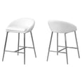 thumbnail image 3 of Monarch Specialties Bar Stool, Set Of 2, Counter Height, Kitchen, Metal, Pu Leather Look, White, Chrome, Contemporary, Modern, 3 of 4