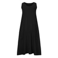 thumbnail image 4 of Pompotops Robe Longue d'Été Décontractée pour Femme Sans Manches en Coton et Lin, Couleur Unie, 4 of 8