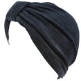 thumbnail image 1 of Couvre-tête Turban en Tissu Éponge Doux avec Nœud Réversible Ou devant à Boutons - Noir, 1 of 3