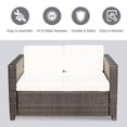 thumbnail image 4 of Outsunny Causeuse de Patio 2 Places Fauteuil de Luxe en Osier, Blanc Crème, 4 of 10