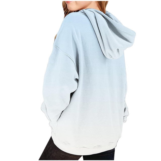MeetoTime Girls Hoodie with Pockets Fall Oversized Hooded Sweatshirt Long Sleeve Gradient Casual Pullover 2-14 Years