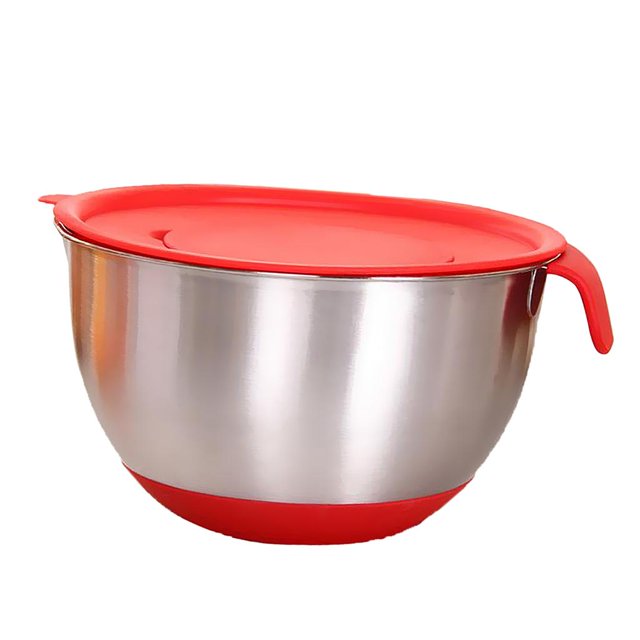 GUOOL Bols à Mélanger - 5 Tailles, Acier Inoxydable, Poignée avec Fond Antidérapant, Couvercle 20cm
