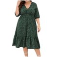 thumbnail image 2 of SMihono Robes Bohèmes d'Été pour Femmes Grande Taille Surdimensionnées d'Été Décontractées à Manches Courtes Col en V Robes à Manches Imprimées Robe Ample, 2 of 7