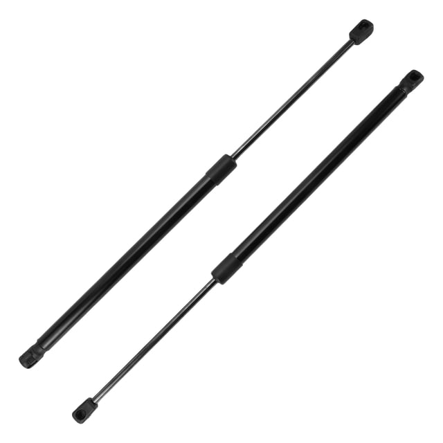 Unique Bargains Lift Supports Struts for Kia Sorento 2016-2019, OE Number 81771C6000, shown in black. These rear hatch gas springs are made of durable carbon steel with a waterproof and dustproof surface. The set includes two struts with an extended length of 54cm (21.25 inches) and a compressed length of 35cm (13.77 inches). Designed for easy installation, they provide strong support and are a reliable replacement for broken lift supports.