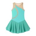 thumbnail image 3 of Sinleey Robe de Patinage Artistique pour Filles, Scintillante avec Strass, Sans Manches, Justaucorps de Danse Ballet, Vert 16, 3 of 7