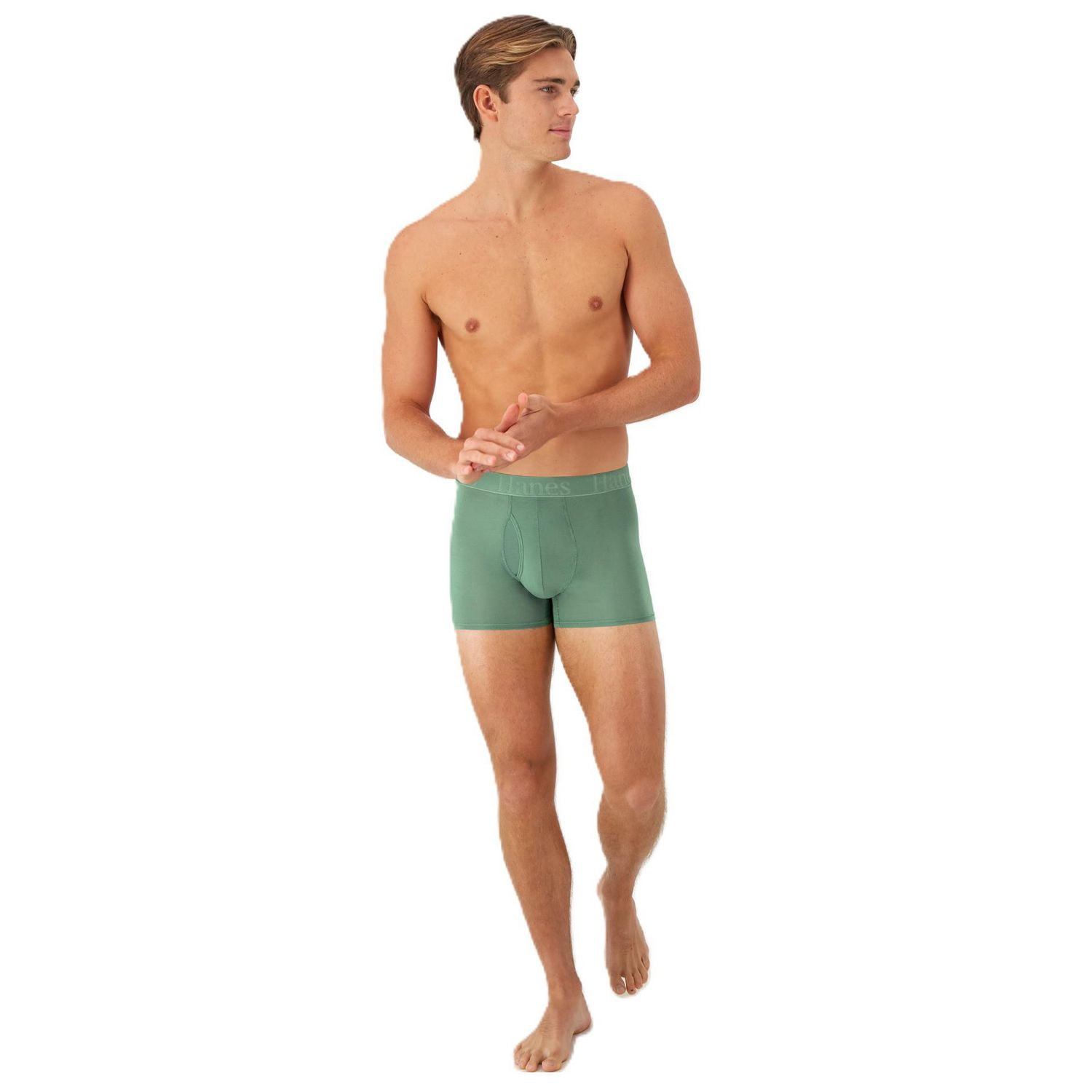 Hanes Originals Men's SuperSoft Trunks Underwear, Total Support Pouch, Black