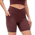 thumbnail image 1 of Women Yoga Shorts with Pockets Ribbed High Waist Push up, 1 of 8