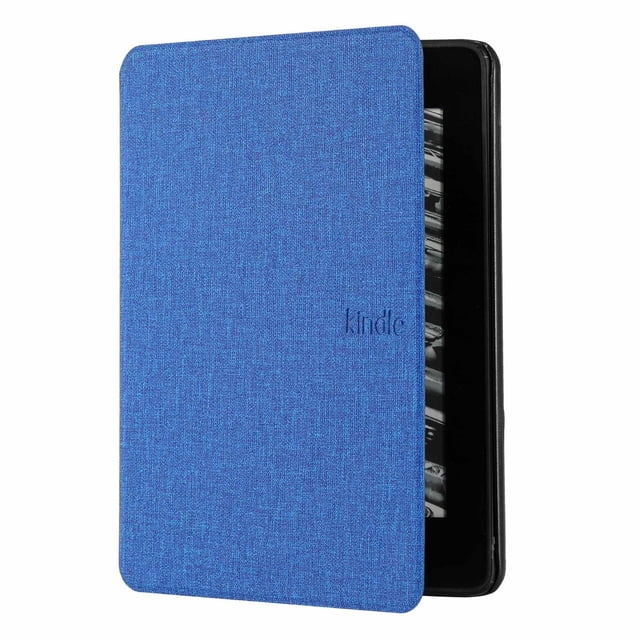 Kindle Paperwhite Case - Durable Skin-imitated Cover with Auto Sleep Wake, designed for Kindle Paperwhite 11th Generation 6.8" and Signature Edition 2021. The case features a premium waterproof PU leather exterior in a blue finish, anti-scratch microfiber interior, and a magnetic clasp for secure closure. It offers 360-degree protection against scratches and allows for multiple viewing angles. The auto wake/sleep function activates when the cover is opened or closed. Perfectly cut to fit the Kindle Paperwhite 11th Generation, ensuring access to all controls and features.