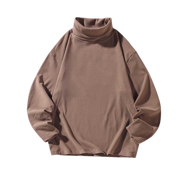 UKLSQMA Chemise à Manches Longues pour Hommes, Mode Décontractée Col Roulé T-shirt à Manches Longues Pull Base Col Montant