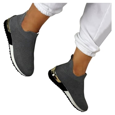 LOVZFMLL Women's Sneakers Fashion Hollow Mesh Breathable Casual Shoes Platform Comfort Walking Sneakers for Tennis Gym Running Gray 10.5