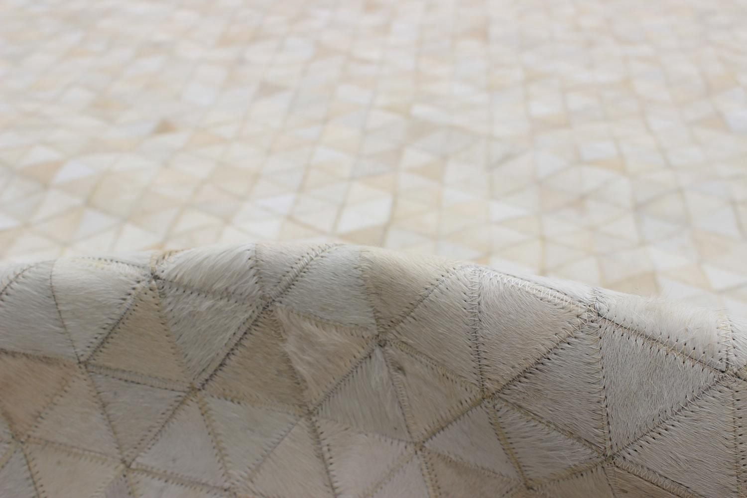 ECARPETGALLERY Tapis Fait à la Main pour Salon, Salle à Manger et Chambre à Coucher Contemporain Collection Patchwork en cuir 5'0" x 8'0" en Ivoire