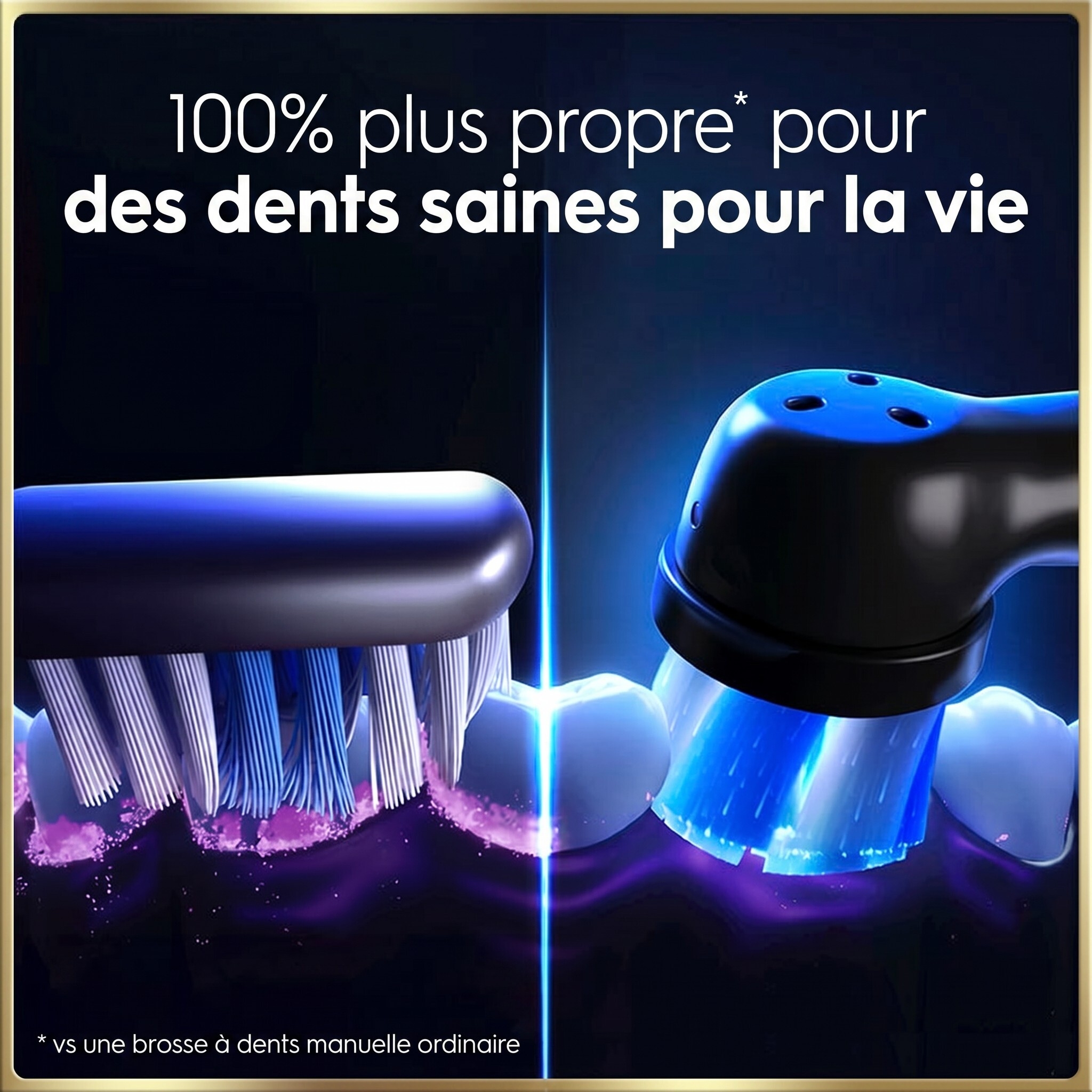 Brosse à dents électrique rechargeable Oral-B, iO9 Genius, 7 modes de nettoyage, écran interactif, étui de voyage avec chargeur intégré, détecteur de pression visible, 4 brossettes, bleu saphir