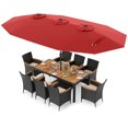 thumbnail image 1 of Costway 11 PCS Patio Wicker Dining Set with Double-Sided Outdoor Umbrella 8 Stackable Chairs, 1 of 9