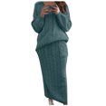 thumbnail image 2 of Dvkptbk Chandails pour Femmes Chandail à Col Rond pour Femmes à Manches Longues Pantalon à Jambe Grand Fente de Couleur Coupe Ample Ensemble de Chandail à la Mode Vêtements en Liquidation, 2 of 5