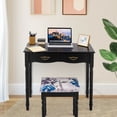 thumbnail image 3 of Costway Tri Folding Mirror Makeup Dressing Table Vanity Set W/ Stool 4 Drawers Black, 3 of 10