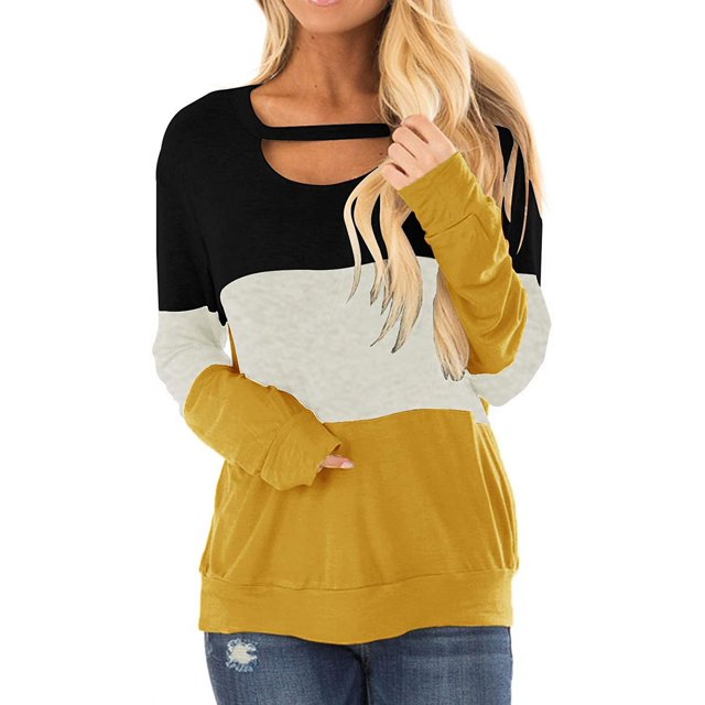 Tuniques à Manches Longues pour Femmes Sweat-Shirt Coupe-Vent Délavé