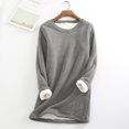 thumbnail image 2 of Chandail en Molleton Doublé Sherpa en Polaire pour Femmes, Chandail Chaud d'Hiver, Col Rond, Automne, Tunique de Détente, Rouge Melon D\'eau 2TG, 2 of 7