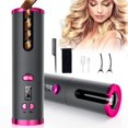 thumbnail image 1 of Auto Hair Curler Automatic Curling With Lcd Display Adjustable Temperature & Timer Portable Rechargeable Rotating Ceramic Barrel Curling Wand Fast Heating For Hair Styling,Gray Electric Hair Clipp, 1 of 9