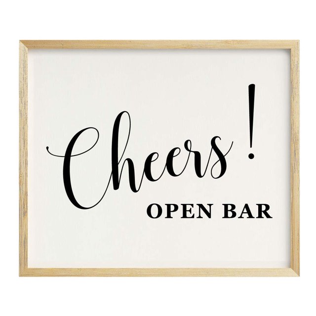 Cheers! Open Bar Wedding Party Sign Signage Party Print - Frame Not Included