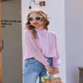 thumbnail image 2 of Pull-Over Blanc à Manches Longues pour Filles avec Manches à Volants Pois Suisses Haut Blouse Col Rond 5-12 Ans, 2 of 7
