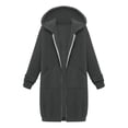 thumbnail image 4 of Sweat à Fermeture à Glissière Femme Automne Uni Longueur Prolongée Chandail à Capuchon à Fermeture à Glissière avec Poche Léger Coupe Décontractée Veste à Capuche Chandail Ras du Cou Femmes GY2 m, 4 of 4