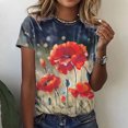 thumbnail image 1 of T-shirts d'Été pour Femmes Grande Taille à Manches Courtes, Hauts Décontractés Amples à Imprimé Floral, Col Ras du Cou, T-Shirt à Manches Courtes Imprimé, Hauts à Col en V, T-Shirt Femme en Liquidation, 1 of 8