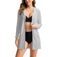 thumbnail image 3 of BiZtdJrK Womens Swim Cover Up Sun Protection Hoodie Lightweight Long Sleeve Zip up Sun Protective Suits Going Out Tops with Pockets Gray M Gifts for Dad, 3 of 10