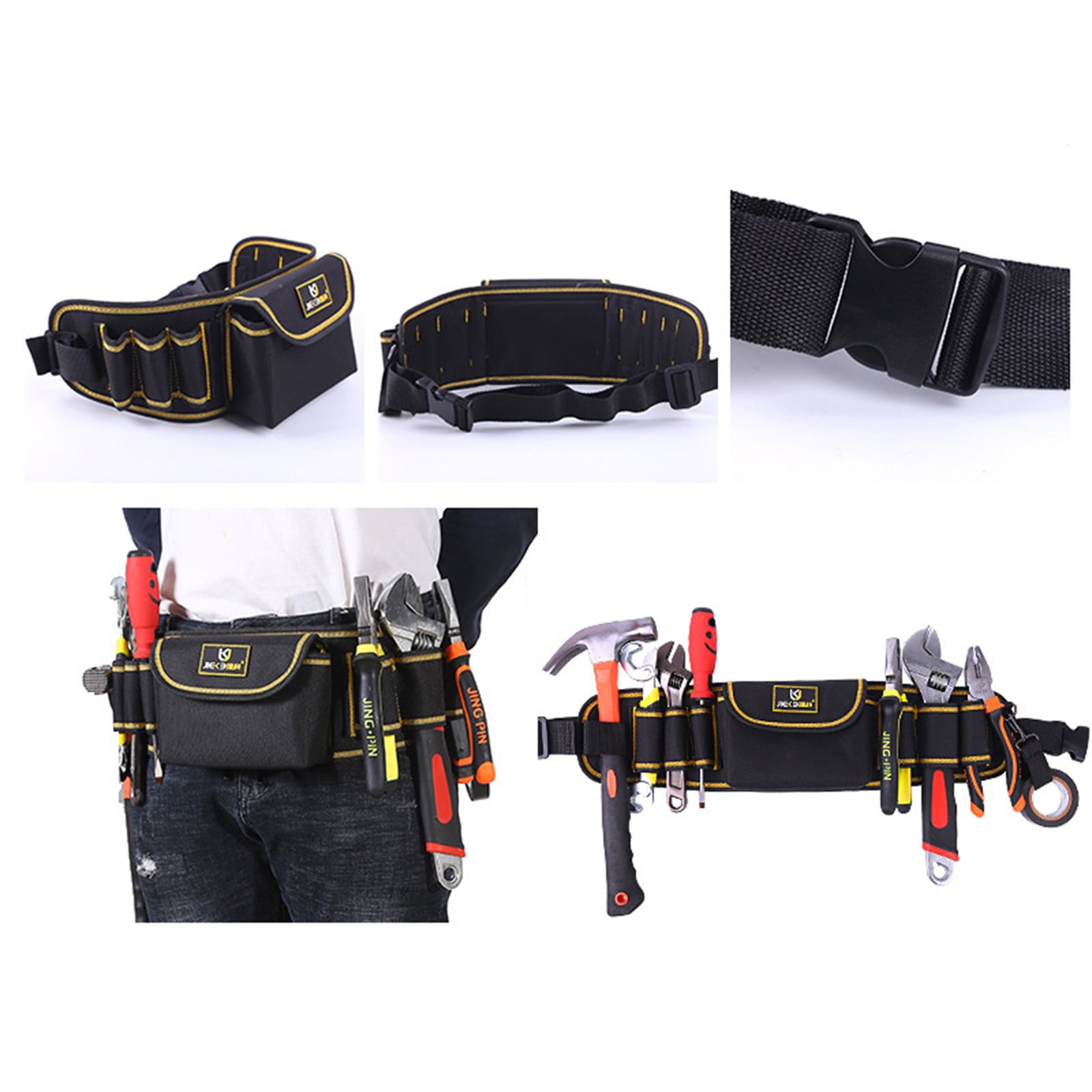 sunmin Sac de ceinture à outils - Sac de travail - Sac de ceinture - Sac banane - Sac multifonction étanche - Noir, Noir