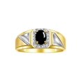 thumbnail image 1 of RYLOS Men's Rings 14K Yellow Gold Classic 7X5MM Oval Gemstone & Diamond Ring Cabochon Onyx October Birthstone Rings For Men Size 11, 1 of 7