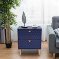 thumbnail image 1 of Boyel Living Table de Chevet 2 Tiroirs Armoire de Rangement Autoportante Table d'Appoint pour Canapé Chambre, Bleu, 1 of 11