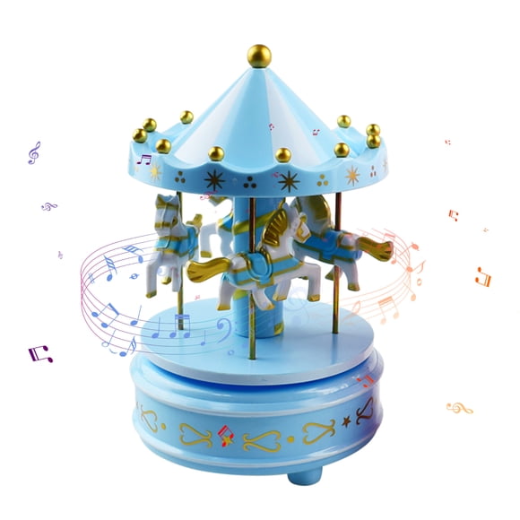 Carousel Music Box 4-Horse Rotating Baby Musical Toy Christmas Gifts Birthday Presents for Girls Kids Children Daughter Friends