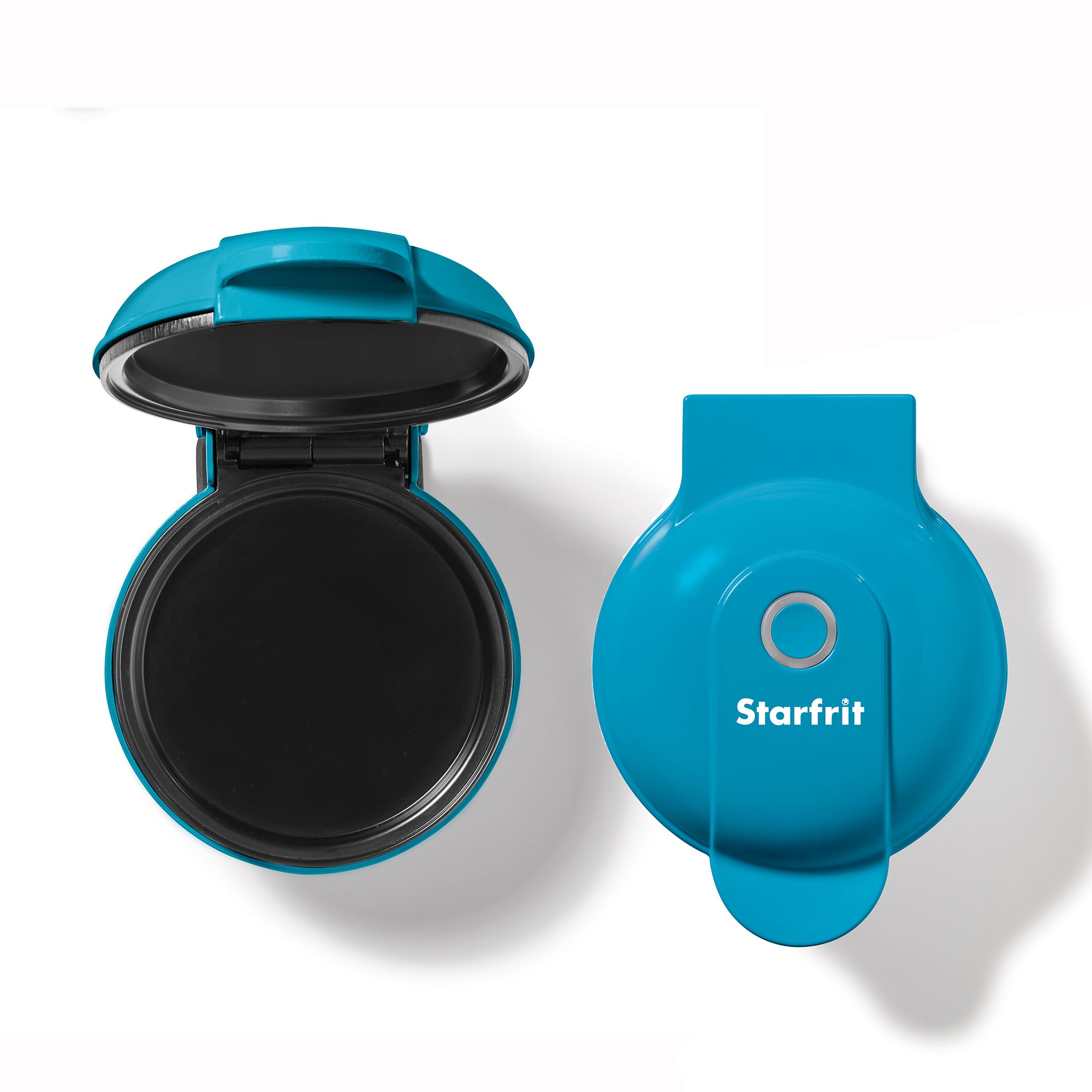 Starfrit Electric Mini Pancake Maker, 4" Non-Stick Cooking Surface, Easy to Use & Clean, Blue, 350 Watts