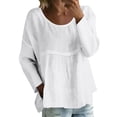 thumbnail image 1 of WZXFASHION T-shirt à Manches Longues Uni pour Femmes, Coupe Ample, Grande Taille, T-shirt à Manches Longues jusqu'à 50 % de Rabais T-shirt à Manches Longues pour Femmes, 1 of 5