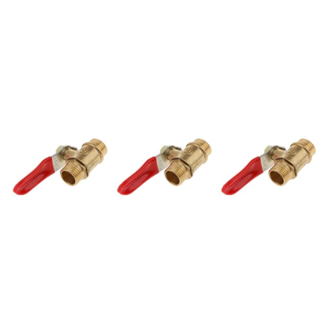 mmirethe Divers Type Robinet à Boisseau Sphérique Fileté en Laiton MM 12mm Rouge 3Set