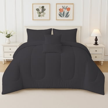 Beddora Ensemble de Lit 5 Pcs – Comprend une Couette, 2 Taies d'Oreiller, un Coussin Décoratif et un Coussin Carré – Ultra-Doux, Toutes Saisons, Grand – Fer Forgé
