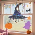 thumbnail image 2 of Birdeem Halloween Hanging Decorations, 2D Acrylic Witch Hat Hanging Decoration Colorful Painted Designs, Hanging Witch Hats, Halloween Witch Decorations, Halloween Witch Hat, 2 of 6